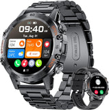 Smartwatch Herren mit Metallband, 1,39 Zoll Militär Smart Watch mit Herzfrequenz, Blutdruck, Schlafüberwachung für Android iOS, 100+ Sportmodi Fitnessuhr, IP67 Wasserdicht, Bluetooth Anrufe