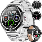 Smartwatch Herren mit Telefonfunktion Fitnessuhr Bluetooth Anruf mit Herzfrequenz Schlafmonitor 5ATM Wasserdicht Sportuhren Armbanduhr für Android iOS Handys, Blau