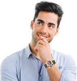 Herren Armbanduhr Analog Quarz Kompass Thermometer Zwei Zeitzonen Sport Uhr mit Leder Armband und großem Digital Zifferblatt Vatertagsgeschenk ÖZENSAAT