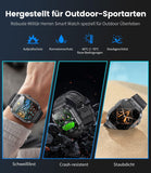 Smartwatch Herren mit Telefonfunktion, 1,96'' HD Touchscreen,5ATM Wasserdicht,100+ Sportmodi Sportuhr mit Herzfrequenz/SpO2/Schlafmonitor/Schrittzähler,400mAh Große Akku Smartwatch Android iOS Silber