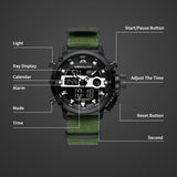 Herrenuhr, Militär Uhr Sport Outdoor, Digitaluhr Herren Chronograph Groß Armbanduhr, LED Wasserdicht Tactical Watch Militär, Herrenuhr Analog Digital mit Wecker Datum Stoppuhr