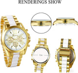 Herren Armbanduhr, Analog Quarz, Business Casual Edelstahl Armband Uhr mit Römischen Ziffern Zifferblatt, Gold Schwarz Blau Weiss ÖZENSAAT