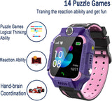 Kinder Spiel Smartwatch Telefon, Kind Armbanduhr Touchscreen Uhr mit Anruf Taschenrechner Taschenlampe Schrittzähler SOS Wecker Kamera, Geschenk für Jungen Mädchen Studenten (Blau)