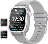 Smartwatch Herren mit Telefonfunktion,1.85" Fitnessuhr mit SpO2/Herzfrequenz Monitor,Blutdruckmessgerät,123 Sportmodi,Mehrsprachig,IP67 Wasserdicht Smart Watch für Android iOS Grau