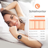 Smartwatch 1,3 Zoll runde Armbanduhr mit personalisiertem Bildschirm, Musiksteuerung, Herzfrequenz, Schrittzähler, Kalorien, usw. IP68 Wasserdicht Fitness Tracker für iOS und Android, Rosa