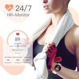 Smartwatch 1,3 Zoll runde Armbanduhr mit personalisiertem Bildschirm, Musiksteuerung, Herzfrequenz, Schrittzähler, Kalorien, usw. IP68 Wasserdicht Fitness Tracker für iOS und Android, Rosa