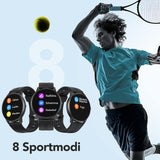 Smartwatch 1,3 Zoll runde Armbanduhr mit personalisiertem Bildschirm, Musiksteuerung, Herzfrequenz, Schrittzähler, Kalorien, usw. IP68 Wasserdicht Fitness Tracker für iOS und Android, Schwarz