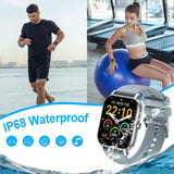 Smartwatch für Damen Herren, 1,85 Zoll Touchscreen Smart Watch mit Bluetooth Anrufe, IP68 Wasserdicht Fitnessuhr mit Herzfrequenzmonitor Schlafmonitor Schrittzähler, Sportuhr für iOS Android, Schwarz