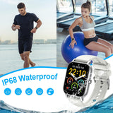 Smartwatch für Damen Herren, 1,85 Zoll Touchscreen Smart Watch mit Bluetooth Anrufe, IP68 Wasserdicht Fitnessuhr mit Herzfrequenzmonitor Schlafmonitor Schrittzähler, Sportuhr für iOS Android, Schwarz