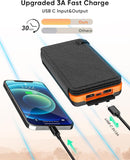 Solar Powerbank 25000mAh Tragbare Solar Ladegerät mit 4 Solarpanels, Outdoor wasserfester externer Akku mit 2 USB Ports für Smartphones, Tablets  ÖZENSAAT