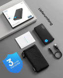 Power Bank, Ultra Slim 10000mAh Powerbank Klein Aber Stark, USB C (Input & Output), Handyakkus Triple 3A