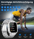 Smartwatch Herren mit Telefonfunktion,1.85" Fitnessuhr mit SpO2/Herzfrequenz Monitor,Blutdruckmessgerät,123 Sportmodi,Mehrsprachig,IP67 Wasserdicht Smart Watch für Android iOS Grau