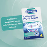 Dr. Beckmann Aktivkohle WC-Schaum | für intensive Sauberkeit in der Toilette | mit Aktivkohle | 3 x 100 g