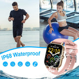 Smartwatch für Damen Herren, 1,85 Zoll Touchscreen Smart Watch mit Bluetooth Anrufe, IP68 Wasserdicht Fitnessuhr mit Herzfrequenzmonitor Schlafmonitor Schrittzähler, Sportuhr für iOS Android, Schwarz