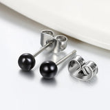 Schmuck Damen Ohrstecker, Elegant Edelstahl Imitation Perlen Kugel Ohrringe Gestüt Stecker Silber Schwarz/Weiß 3~8mm für Frauen Mädchen ÖZENSAAT