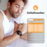 Smartwatch 1,3 Zoll runde Armbanduhr mit personalisiertem Bildschirm, Musiksteuerung, Herzfrequenz, Schrittzähler, Kalorien, usw. IP68 Wasserdicht Fitness Tracker für iOS und Android, Schwarz