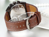 Herren Armbanduhr, 3 Zeitzone übergroße Militär Sportuhr Analog Quarz Uhr mit Leder Armband, 4 Modellen ÖZENSAAT