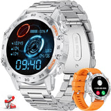 Smartwatch Herren mit Lederband, 1,39 Zoll Militär Smart Watch mit 24/7Herzfrequenz, Blutdruck, Schlafüberwachung für Android iOS, 100+ Sportmodi Fitnessuhr, IP67 Wasserdicht, Telefonfunktion