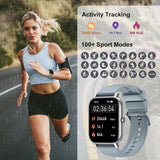 Smartwatch für Damen Herren, 1,85 Zoll Touchscreen Smart Watch mit Bluetooth Anrufe, IP68 Wasserdicht Fitnessuhr mit Herzfrequenzmonitor Schlafmonitor Schrittzähler, Sportuhr für iOS Android, Schwarz