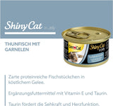 GimCat ShinyCat in Jelly Thunfisch mit Garnelen - Nassfutter mit Fisch und Taurin für Katzen - 24 Dosen (24 x 70 g)