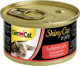GimCat ShinyCat in Jelly Thunfisch mit Lachs - Nassfutter mit Fisch und Taurin für Katzen - 24 Dosen (24 x 70 g)