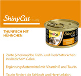 GimCat ShinyCat in Jelly Thunfisch mit Hühnchen - Nassfutter mit Fisch und Taurin für Katzen - 24 Dosen (24 x 70 g)