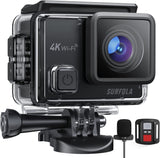 Action Cam 4K/30FPS 20MP 40M Unterwasserkamera WiFi PC Kamera Helmkamera mit Externes Mikrofon Fernbedienung 2x1050mAh Akkus und Zubehör Kit 
