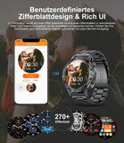 Smartwatch Herren mit Lederband, 1,39 Zoll Militär Smart Watch mit 24/7Herzfrequenz, Blutdruck, Schlafüberwachung für Android iOS, 100+ Sportmodi Fitnessuhr, IP67 Wasserdicht, Telefonfunktion