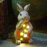 Solar Kaninchen Figuren Gartendeko für Draußen,Hase mit Sukkulenten Solarlampe