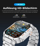 Smartwatch Herren mit Telefonfunktion,1.85" Fitnessuhr mit SpO2/Herzfrequenz Monitor,Blutdruckmessgerät,123 Sportmodi,Mehrsprachig,IP67 Wasserdicht Smart Watch für Android iOS Grau