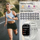 Smartwatch für Damen Herren, 1,85 Zoll Touchscreen Smart Watch mit Bluetooth Anrufe, IP68 Wasserdicht Fitnessuhr mit Herzfrequenzmonitor Schlafmonitor Schrittzähler, Sportuhr für iOS Android, Schwarz