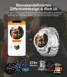 Smartwatch Herren mit Lederband, 1,39 Zoll Militär Smart Watch mit 24/7Herzfrequenz, Blutdruck, Schlafüberwachung für Android iOS, 100+ Sportmodi Fitnessuhr, IP67 Wasserdicht, Telefonfunktion