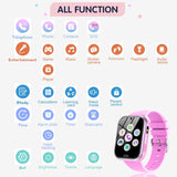 Pink Smartwatch Kinder-Uhr Telefon für Mädchen und Jungen mit Spiele Anruffunktion SOS Kamera Musik Schrittzähler Taschenlampe Wecker-Kids smart Watch telefonieren Geschenk für 4-10 Jahre(Rosa)