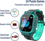 Kinder Spiel Smartwatch Telefon, Kind Armbanduhr Touchscreen Uhr mit Anruf Taschenrechner Taschenlampe Schrittzähler SOS Wecker Kamera, Geschenk für Jungen Mädchen Studenten (Blau)