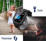 Kinder Spiel Smartwatch Telefon, Kind Armbanduhr Touchscreen Uhr mit Anruf Taschenrechner Taschenlampe Schrittzähler SOS Wecker Kamera, Geschenk für Jungen Mädchen Studenten (Blau)