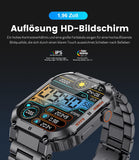 Smartwatch Herren mit Telefonfunktion, 1,96'' HD Touchscreen,5ATM Wasserdicht,100+ Sportmodi Sportuhr mit Herzfrequenz/SpO2/Schlafmonitor/Schrittzähler,400mAh Große Akku Smartwatch Android iOS Silber