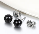 Schmuck Damen Ohrstecker, Elegant Edelstahl Imitation Perlen Kugel Ohrringe Gestüt Stecker Silber Schwarz/Weiß 3~8mm für Frauen Mädchen ÖZENSAAT