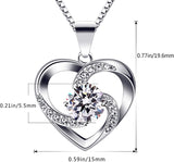 Kette Herz Damen Halskette 925 Sterling Silber Anhänger ''Liebe ist das Glück'' Schmuck Zirkonia 45CM Kettenlänge Geschenk für Damen