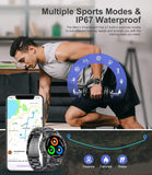 Militärische Smartwatch Herren mit Telefonfunktion,1.39'' HD Touchscreen Smart Watch Herren mit 100 Sportmodi Fitnessuhr mit Herzfrequenz Schlafmonitor SpO2 Schrittzähler, 5ATM Wasserdicht,Silber