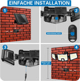 Solarlampen für Außen, 192 LED 2500LM Wasserdichte LED Solar Bewegungssensorleuchte, 6500K, Sicherheits-LED-Flutlicht mit Fernbedienung.