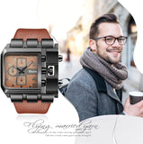 Herrenuhr Analog Quarz Casual Armbanduhr Männer Leder Armband Militäruhr Sport Uhr mit Groß Quadrat Zifferblatt Geschenk ÖZENSAAT