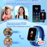 Smartwatch Kinder - Smart Watch Kids Telefon Uhr mit Schrittzähler Anruf SOS Spiele Musik Kamera Wecker Hörbuch Gewohnheit, Kinderuhr Telefonieren für Jungen Mädchen 3-12 Jahre Geschenk (Blau)