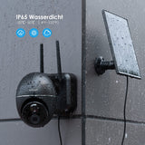 Überwachungskamera Aussen Akku 15000mAh 355°/120°Schwenkbar mit Solarpanel，1080P Kabellose Outdoor WLAN IP Kamera mit PIR Bewegungsmelder,Pan Tilt，4DBi Wireless Antenna，2-Wege-Audio