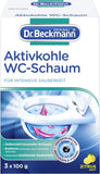 Dr. Beckmann Aktivkohle WC-Schaum | für intensive Sauberkeit in der Toilette | mit Aktivkohle | 3 x 100 g