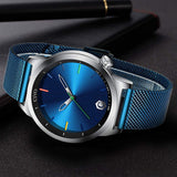 Mens Watch Waterproof Stainless Steel Mesh Minimalist Black Watches for Men Simple Design Fashion Business Dress Casual Analogue Quartz Wrist Watches