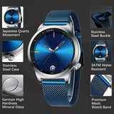 Mens Watch Waterproof Stainless Steel Mesh Minimalist Black Watches for Men Simple Design Fashion Business Dress Casual Analogue Quartz Wrist Watches