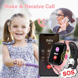 Smartwatch Kinder - Uhr Telefon für Mädchen Jungen mit Anruf, SOS, 14 Spiele, Musik, Kamera, Wecker, Taschenlampe, Kinderuhr Telefonieren Smart Watch Kids Geschenk (Rosa)