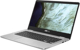 ASUS Chromebook Laptop 35,56cm (14 Zoll, HD, 1366x768, matt) Notebook (Intel Celeron N3350, 8GB RAM, 64GB eMMC, shared, Chrome OS) Silver