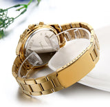 Herren Armbanduhr, Business Casual Skelett mechanische Mechanik Uhr mit Edelstahl Armband, Gold Farben ÖZENSAAT