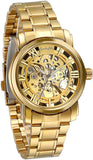 Herren Armbanduhr, Business Casual Skelett mechanische Mechanik Uhr mit Edelstahl Armband, Gold Farben ÖZENSAAT